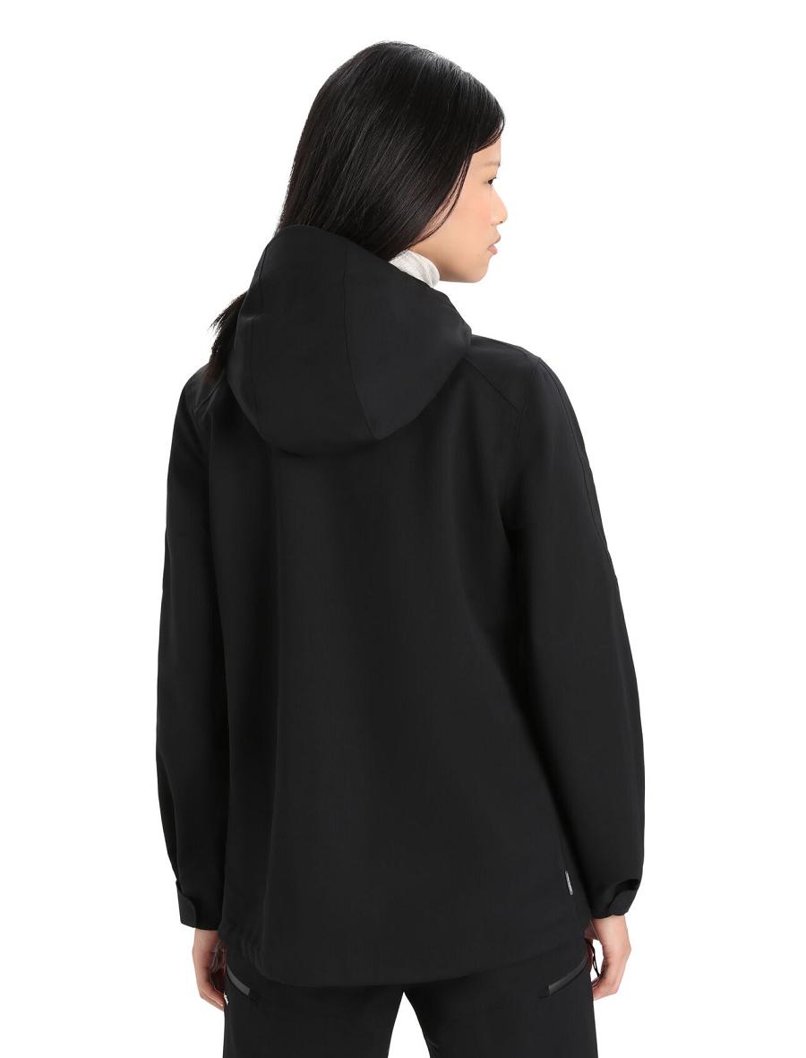 Black Women's Icebreaker Shell+™ Merino Hooded Jackets | USA 1654MQZA